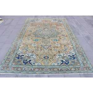Grand tapis turc vintage 6,2x9,6 pieds, tapis en laine bleue - Product Image 1