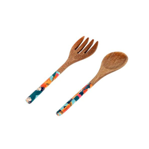 Cuenco para servir comida Meena de madera de forma redonda de calidad de lujo con cuchara y tenedor, utensilios de cocina para el hogar, cuenco de tamaño personalizado - Product Image 5