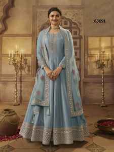 Collection Eid Meilleur Tissu Vêtements Ethniques Dola Soie Salwar Kameez Avec Dupatta Avec Zari Codding Work Fournisseur Indien - Product Image 3