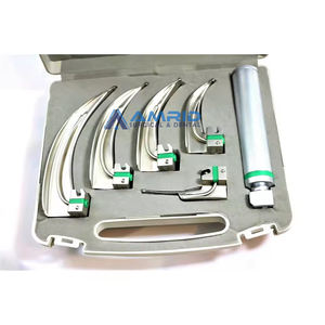 Nouveau ensemble de Mac de laryngoscope à fibre optique d'origine vente chaude manuel puissance acier Mac 5 lames poignées EMT sécurité MOL AMRID SURGICAL - Product Image 4
