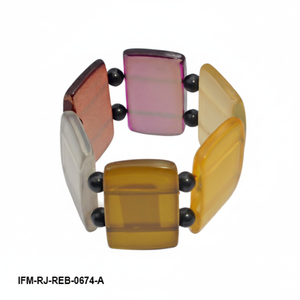Bracelet extensible en résine multicolore, bracelet géométrique épais, bijoux pour femmes - Product Image 2