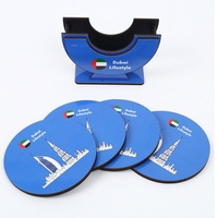 Sous-verres de style Dubaï de haute qualité (lot de 4) avec support personnalisé (avec boîte) MDF Laminage brillant EVA