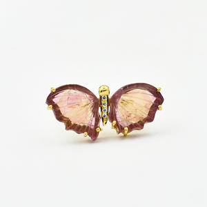 แหวนพลอยทัวร์มาลีนธรรมชาติชุบทอง18K ไมครอน925แหวนของขวัญเจ้าสาวเงินสเตอร์ลิงสำหรับขายส่ง - Product Image 1