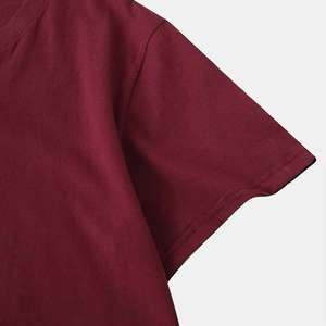 Venta directa de fábrica Camiseta de calle impresa personalizada Tela de algodón de alta calidad Color granate sólido Camiseta ajustada para hombres - Product Image 4