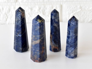 Venta al por mayor de obeliscos de sodalita pulida de cristal azul de 3-4 pulgadas, piedras curativas para decoración del hogar. - Product Image 6