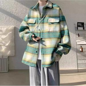 <b>Men's</b> Plaid Woolen Jacket <b>Coat</b> Casual Loose Collar Autumn Winter Fashion Retro Style Sporty <b>Length</b> Regular - Product Image 3