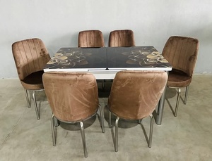 Ensemble de meubles de salle à manger 1 table et 6 chaises modernes et élégants, ajout élégant à la cuisine ou à la villa - Product Image 4