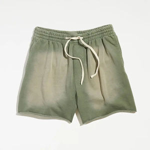 Venta al por mayor de encargo de su propio logotipo en blanco 100% algodón Vintage lavado ácido dobladillo crudo desgastado hombres pantalones cortos de moda - Product Image 4