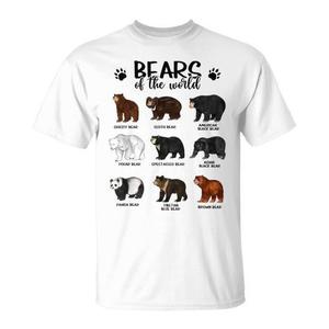 T-shirt Bears Of The World con design delle specie di orsi per gli amanti degli animali - Product Image 1