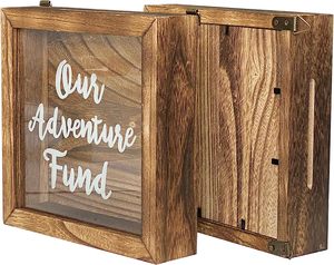 Lot de 2 boîtes à fonds en bois Notre boîte à fonds d'aventure en bois Boîte d'ombre rustique pour la décoration intérieure 7.2x7 po - Product Image 6