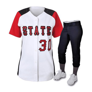 Conjunto de Camiseta de Béisbol Unisex Blanca, Roja y Negra, Modelo State 30, con Tela Tackle Twill, Absorbente de Humedad, Transpirable, de Manga Corta y Cuello en V, con Nombre del Equipo - Product Image 1
