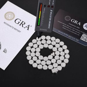 S925 Moissanite Round Link Pave Chain - Men's Iced Out Hip Hop <b>Necklace</b>, 100% Handmade & Hand-<b>Set</b> <b>Necklace</b> from <b>Indian</b> Supplier - Product Image 3