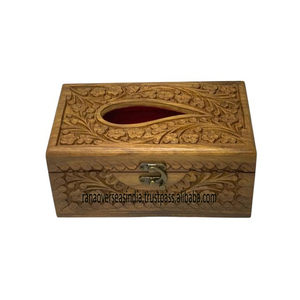 Caja de pañuelos de madera tallada a mano, dispensador de pañuelos decorativos de estilo lujoso para baño y hogar, disponible en más diseño y tamaño - Product Image 2