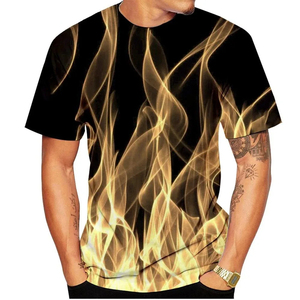 Camiseta de Hombre Oversize con Estampado 3D, Algodón Grueso, Impresión Digital Creativa, Corte Holgado, Manga Corta, Cuello Redondo, Estilo Casual Urbano - Product Image 2
