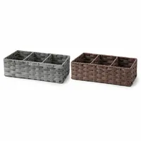 Panier de rangement pliable en plastique écologique à 3 sections Una, bacs de rangement rectangulaires pour la salle de bain