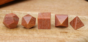 Juego de 5 piezas de geometría de jaspe de Chocolate de cristal, piedra natural sagrada tallada para curar sólidos platónicos, formas geométricas únicas - Product Image 2
