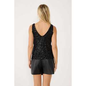 Blusa Negra con Cuello en V y Lentejuelas - Product Image 5