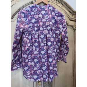 Blusa de Chifón Estampada a Mano LUCY para Mujer, Estampado Floral, Estilo Casual, Decoración con Botones, Talla XL, Corta, para Oficina, Fiesta, Primavera - Product Image 6