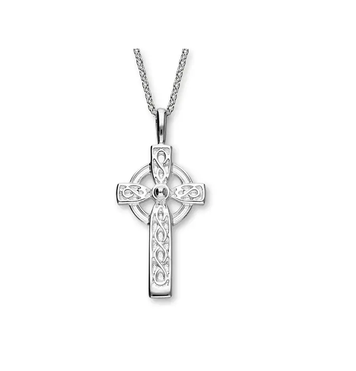 Ortak 925 Sterling Silver Scottish Pendant Necklace Handmade Cross Design Celtic Fine Designer Jewellery of Scotland for Women