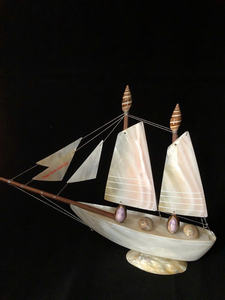 Figurine de bateau coquillage artisanale: cadeaux et souvenirs exquis de coquillages naturels de l'océan. - Product Image 6