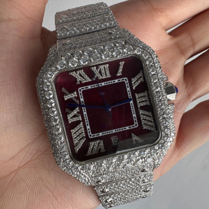 นาฬิกาคลาสสิกหรูหราสำหรับผู้ชายพร้อมหน้าปัดเพชรมอยส์ซอไนต์และสายสแตนเลสที่ทนทาน - Product Image 1