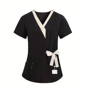 V Neck Contrast Fashionable Women Style Nurse Scrub <b>Set</b> Machine Wash Four Season Wear Suitable For Nurses and Healthcare - Product Image 2