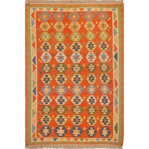 ABC Rugs Kilims Vintage Style Hand-Knotted <b>Wool</b> Cotton Carpet Colorful Geometric Design Artisan <b>Crafted</b> Stain Resistant Home - Product Image 1