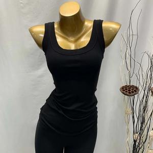 Tallas grandes, algodón/fibra de bambú tejido Jersey Tank Top Casual diseño básico encaje talla única entrenamiento gimnasio Yoga Fitness XS - Product Image 3