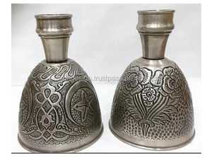 Vase unique en laiton égyptien martelé, or et argent oxydés, luxe, grand modèle, technique de laque - Product Image 4