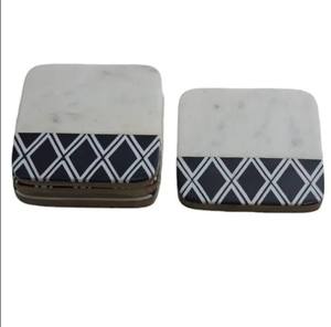 Cadeau de pendaison de crémaillère, sous-verres de luxe en pierre grise et en bois pour les boissons, pièce de qualité supérieure et couleur foncée, support et sous-verre - Product Image 5