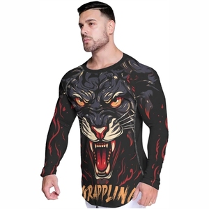 Fabrication en usine personnalisé MMA à manches longues Rashguards BJJ Rashguard Kickboxing respirant Sport Rashguards à séchage rapide - Product Image 4