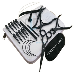 2024 New Arrival Top Quality Stainless Steel Material Black Matte <b>Hair</b> <b>Extension</b> <b>Tools</b> Kit With Customized Accessories - Product Image 1