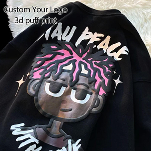 Fabricante personalizado impreso camiseta unisex letra 3D espuma Puff estampado gráfico alta calidad 100% algodón de gran tamaño cuello redondo Camiseta - Product Image 3