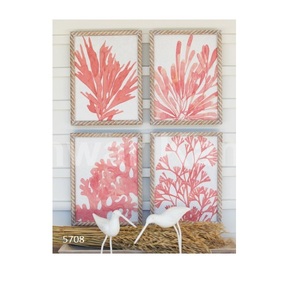 Juego de 4 estampados de coral con marcos de madera para el hogar, sala de Estar, comedor, decoración de mesa de oficina - Product Image 1