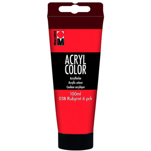 Red Acrylic <b>Paint</b> 100ml 038 Rubyrot-6 Pack - Product Image 3