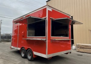 Remorque de cuisine mobile rouge 2,8 m à essieu simple, carrosserie en acier, style capsule moderne, alimentation intégrée, pour usage extérieur, restauration rapide, crème glacée, résistante à la rouille - Product Image 3