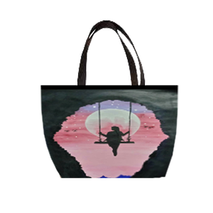 Sac fourre-tout de plage en toile à la mode avec poignée en cuir Joli sac à provisions imprimé Prix Fabriqué à Kolkata West Bengal India - Product Image 1