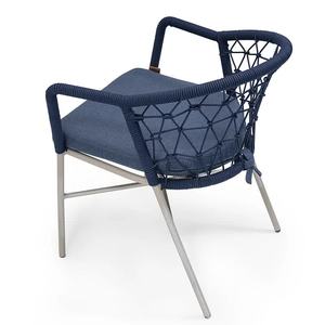 Silla de comedor nórdica moderna de marco de aluminio con cuerda tejida y cojín a prueba de Sol para un comedor contemporáneo elegante - Product Image 3