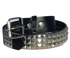 Eafher-cinturones de piel auténtica para hombre, cinturón informal de piel auténtica con diseño de pirámide hecho a medida - Product Image 4