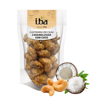 IBA mete Brasil Caramelized dengan potongan kelapa-camilan mete panggang Premium rasa tropis renyah manis dari Brasil