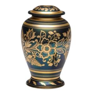 Urnas de cremación para adultos de latón de alta calidad con diseño de grabado de flores Urnas funerarias de metal con acabado de color dorado y negro - Product Image 6
