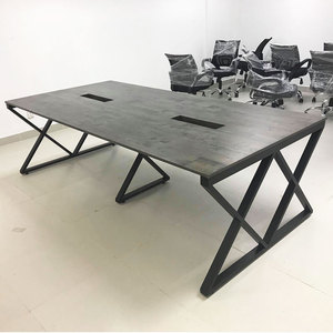 Table de conférence moderne de luxe industrielle 240x120cm en bois de caoutchouc avec pieds en fer Système XConcept HBXC013 - Product Image 5