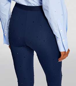 Salva Impex, marca propia, lana de invierno, ecológico, a prueba de viento, cintura media, ajuste Regular, Color azul profundo, mallas formales con diamantes de imitación - Product Image 3