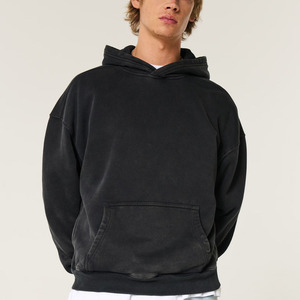 Dernière conception de sweats à capuche pour hommes de couleur noire avec logo personnalisé de bonne qualité sweat à capuche surdimensionné Boxy lavé basics 100% pulls à capuche en coton - Product Image 1