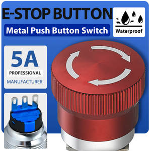 Botón de Parada de Emergencia con Llave GQ19-ZS/A, Interruptor Giratorio con Bloqueo de Llave Metálico, Antivandálico, Corte de Seguridad, 1NO1NC, Alta Corriente - Product Image 2