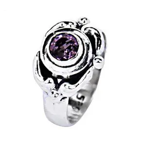 Anillo de Joyería Fina de Plata 925 con Baño de Rodio, con Piedra de Amatista Natural y Engaste de Bisel - Product Image 2