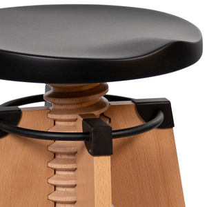 Silla de Trabajo con Ruedas Ron Burgu, Negra, Altura Ajustable, Asiento de Madera, Patas de Metal, Opciones de Color - Product Image 3