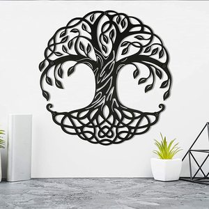 Art mural d'arbre élégant pour la maison, l'hôtel, le Restaurant, décoration de Sculpture murale, couleur noir et argent, art mural moderne en métal en forme de tessier - Product Image 5