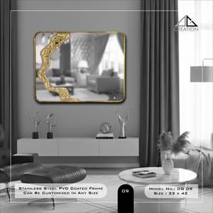 Miroir de salle de bain contemporain avec cadre en acier inoxydable revêtu de PVD, réflexion claire pour les espaces intérieurs modernes, en provenance d'Inde - Product Image 5