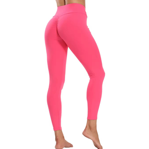 2024, mallas transpirables para gimnasio y Fitness para mujer, cintura media, Logo impreso, sin costuras, Scrunch, realce de glúteos, tela de punto, servicio OEM - Product Image 1
